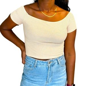 Yellow striped Pacsun crop top